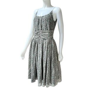 ANNA SUI Anthropology Floral Silk Midi Sundress Wimsygoth Flowy Romantic Size 10